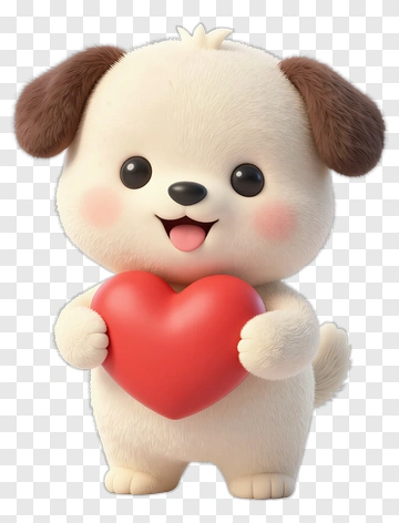 Cartoon Dog Holding A Heart PNG