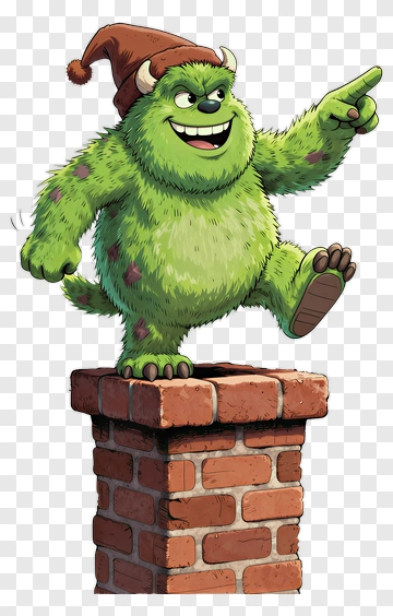 Cartoon Monster Standing On A Chimney PNG