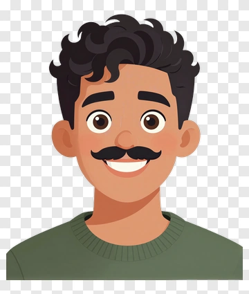 Cartoon Boy With Mustache Smiling PNG