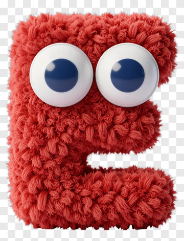 Fuzzy Red Letter E With Big Eyes PNG