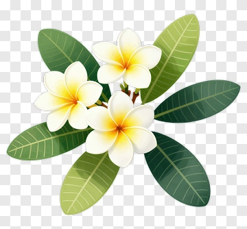 Plumeria Flowers With Green Leaves PNG