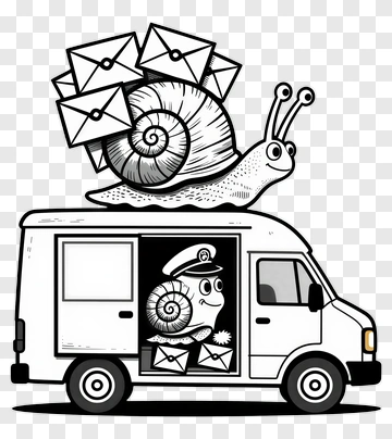 Cartoon Snail Delivering Mail In A Van PNG