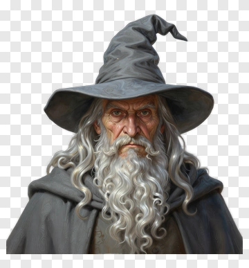 Wizard With A Gray Hat And Long Beard PNG
