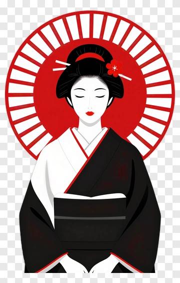 Traditional Japanese Woman In Kimono PNG