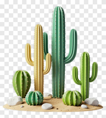 Colorful Cacti In Desert Landscape PNG