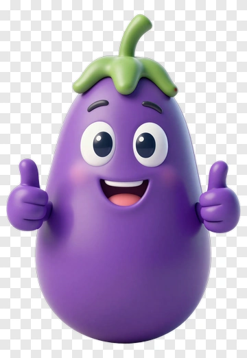 Cartoon Eggplant Character Giving Thumbs Up PNG