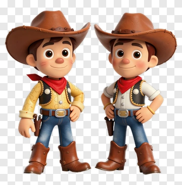 Cartoon Cowboys Standing Confidently PNG