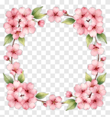Flower Frame With Pink Cherry Blossoms PNG