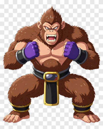Cartoon Gorilla Character In A Fighting Pose PNG