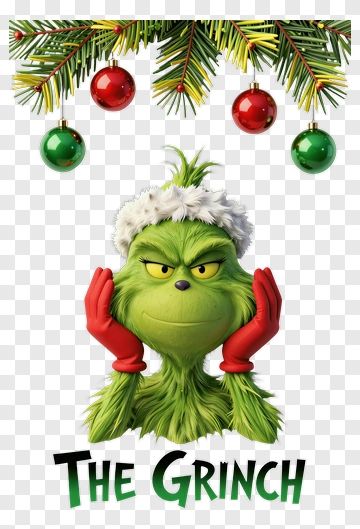 The Grinch With Holiday Decorations PNG