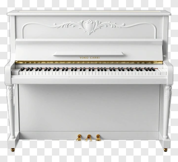 White Piano With Gold Accents PNG