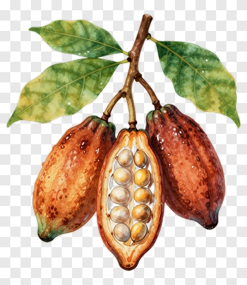 Cocoa Pod With Leaves PNG