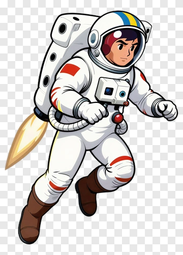 Cartoon Astronaut Running In Space PNG