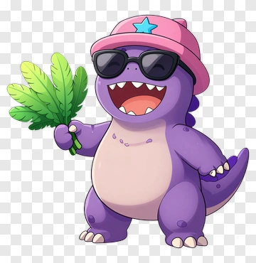 Cartoon Dinosaur Holding A Leaf PNG