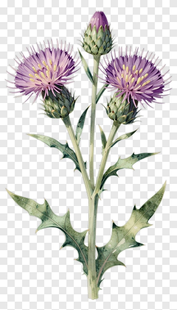 Thistle Flower With Purple Blooms PNG