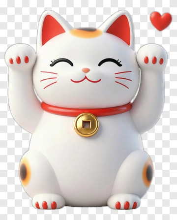 Cartoon Lucky Cat With Heart PNG