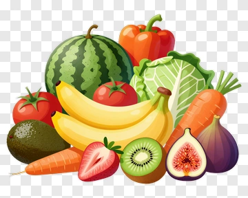 Colorful Assortment Of Fresh Fruits And Vegetables PNG