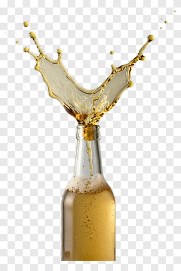 Beer Bottle With Splashing Liquid PNG
