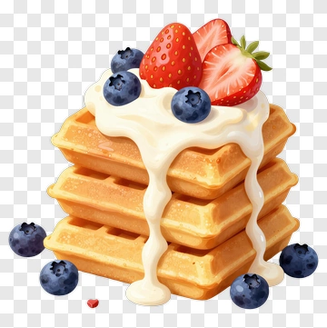 Delicious Waffles With Strawberries And Blueberries PNG
