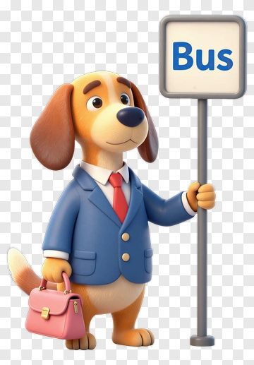 Cartoon Dog Holding A Bus Sign PNG