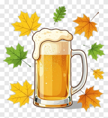 Beer Mug Surrounded By Autumn Leaves PNG