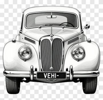 Vintage Car With Vehi License Plate PNG