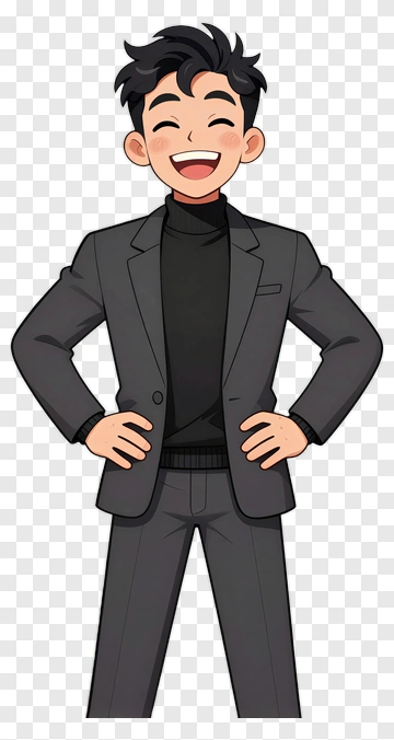 Cartoon Businessman Smiling Confidently PNG