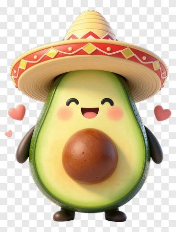 Cartoon Avocado Wearing A Sombrero PNG