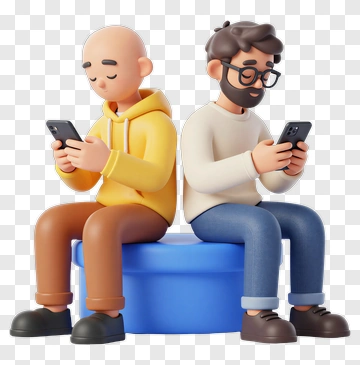 3D Friends Using Smartphones PNG