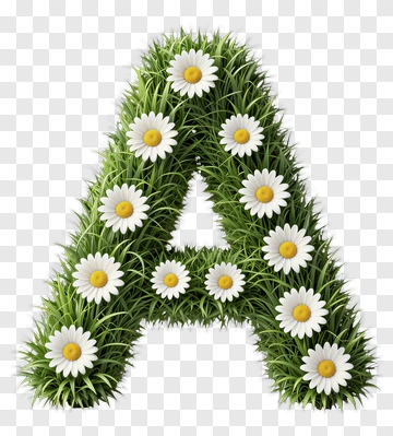 Floral Letter A Made Of Grass And Daisies PNG