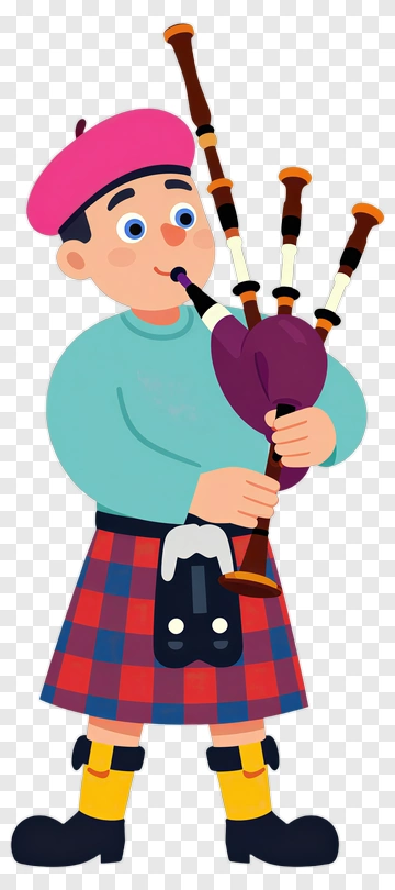 Cartoon Bagpiper Playing The Bagpipes PNG