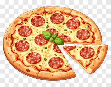 Pepperoni Pizza With Fresh Basil PNG