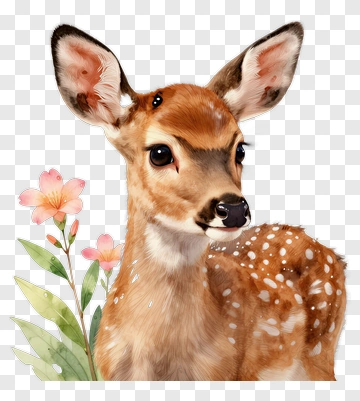 Fawn With Flowers PNG