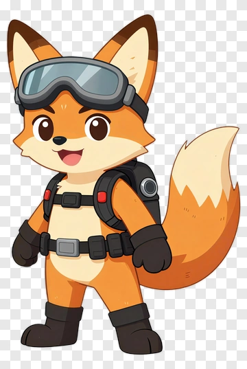 Cartoon Fox Character In Adventure Gear PNG