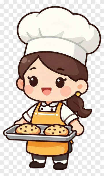 Cartoon Chef Holding A Tray Of Cookies PNG