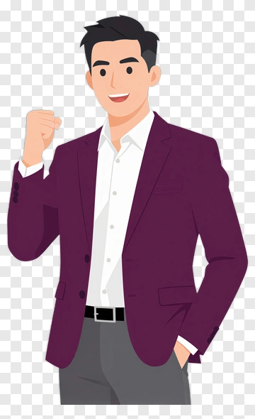 Cartoon Businessman With A Confident Pose PNG