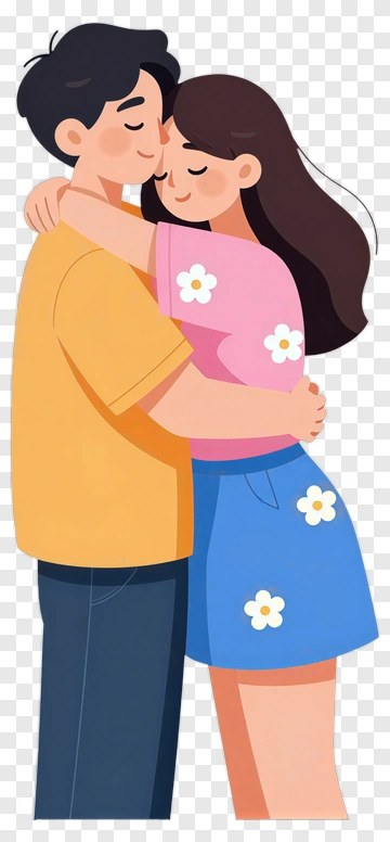 Happy Couple Embracing Each Other PNG
