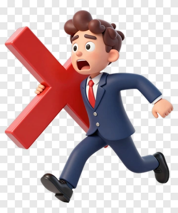 Cartoon Businessman Running With A Red Cross Sign PNG
