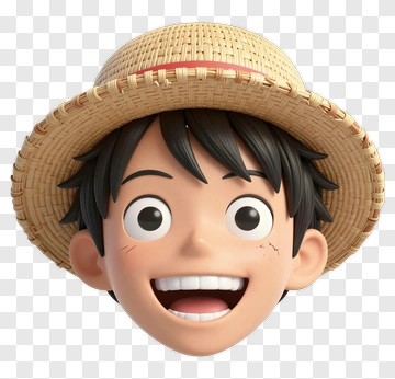 Cartoon Character With Straw Hat PNG