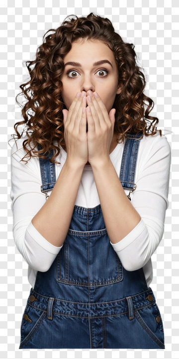 Surprised Woman Covering Her Mouth PNG
