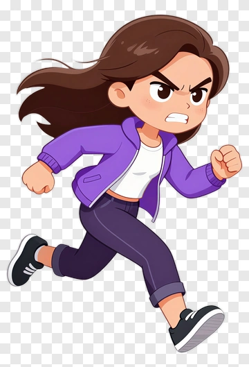 Cartoon Girl Running PNG
