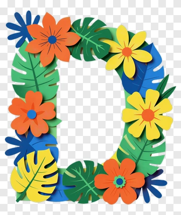 Colorful Floral Letter D PNG