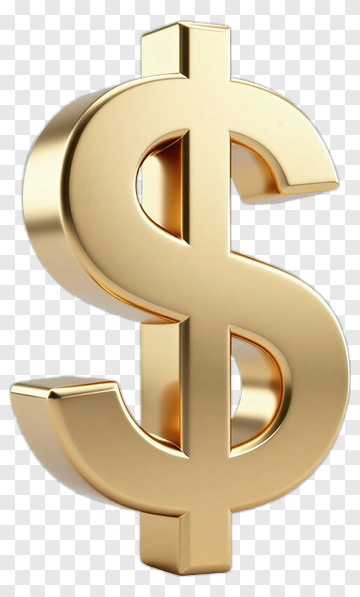3D Gold Dollar Sign PNG