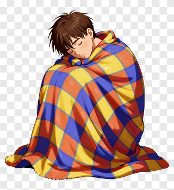 Boy Wrapped In A Colorful Blanket PNG