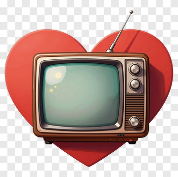 Retro Television Inside A Heart Shape PNG
