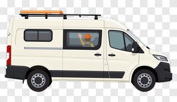 Van With Driver Waving PNG
