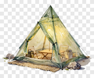 Watercolor Camping Tent PNG