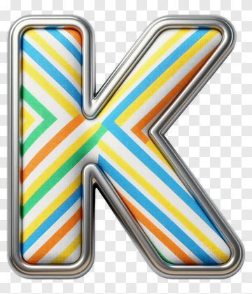Colorful Letter K With Striped Pattern PNG