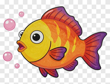 Cartoon Goldfish With Bubbles PNG