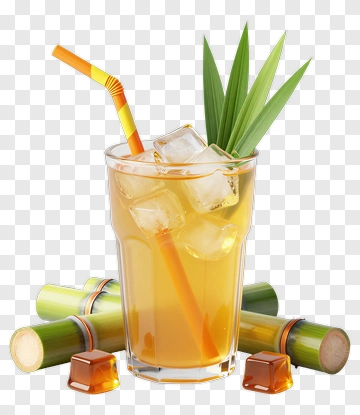 Refreshing Drink With Ice And Sugar Cane PNG